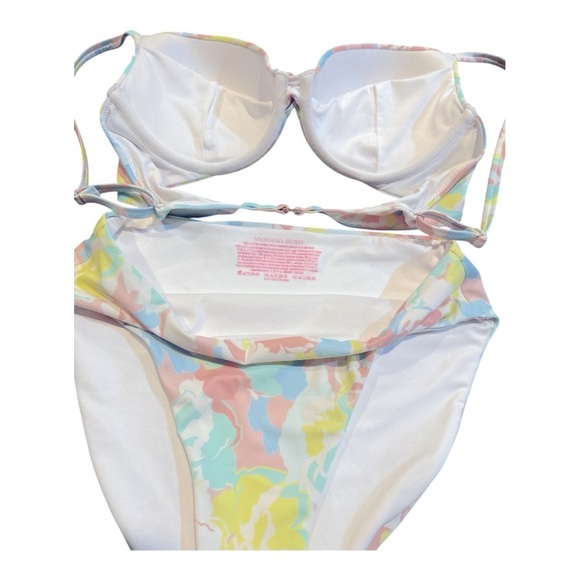 Victoria's Secret White Camo Floral Push Up Swim Bikini Top and Bottom sz S 34 C - Picture 8 of 14